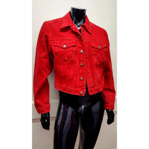 Jean Paul Gaultier Paris Red Denim Jacket Short Men's Cyber Rockabilly Eu 4 L